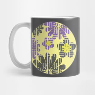 Japanese Floral Design Kimono Pattern Yellow Lilac Mug